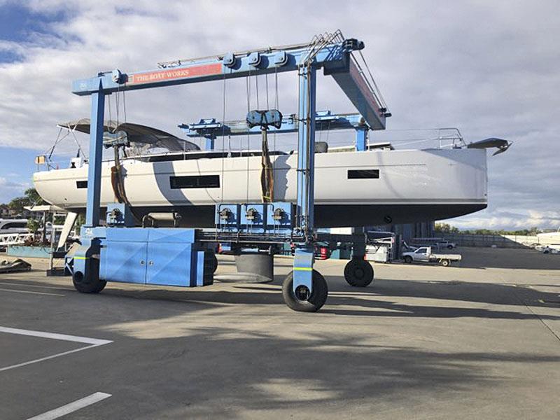 New Bavaria 57 about to hit the water and then have her mast stepped photo copyright Ensign Ship Brokers taken at  and featuring the Cruising Yacht class