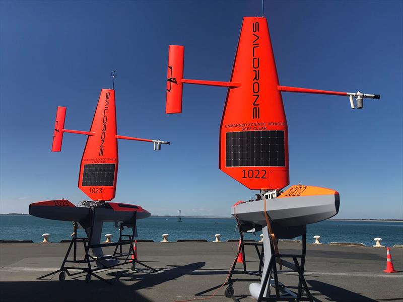 SD 1022 and SD 1023 with the standard Saildrone wing in Point Bluff, New Zealand, January 2019. - photo © Saildrone
