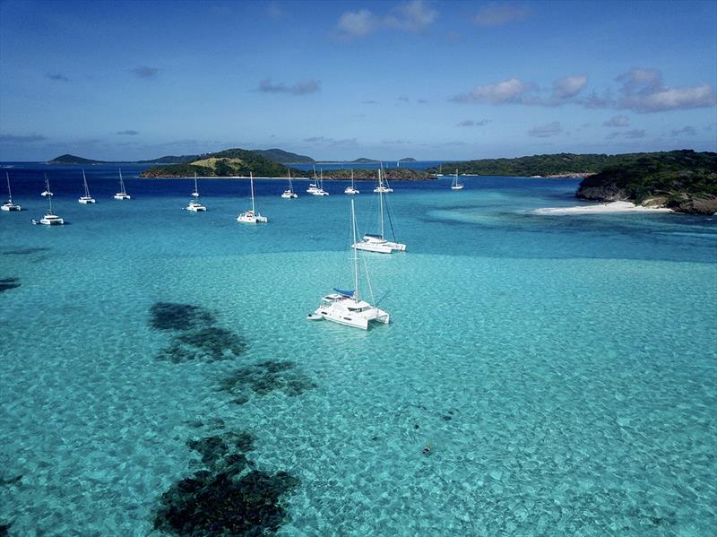 Tobago Cays drone shot of Groovy photo copyright Sailing Wildside taken at  and featuring the Cruising Yacht class