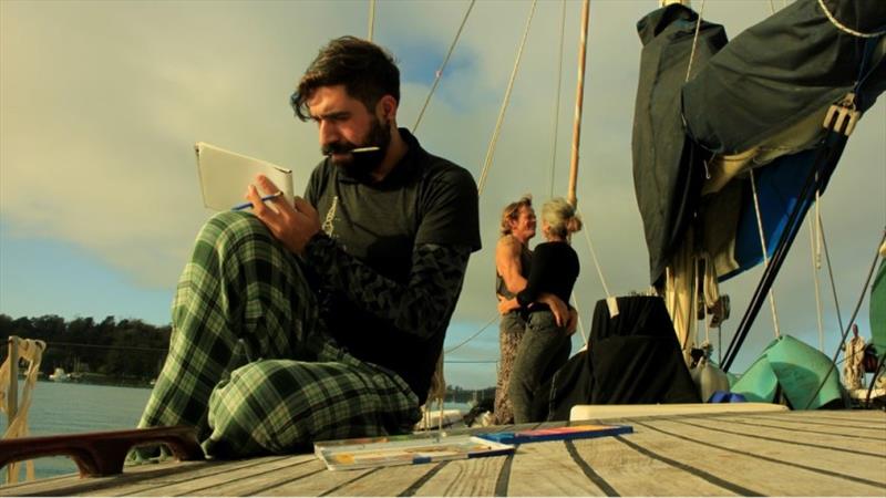 Ari and Ben enjoy a moment on deck while Jorge gets creative - photo © Jorge Rodriguez Roda