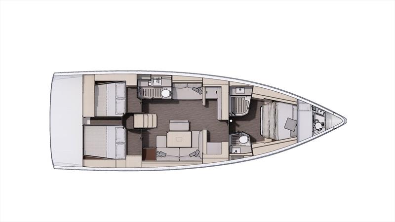 Dufour 470 Cabin layout photo copyright Liz Rushall taken at  and featuring the Cruising Yacht class