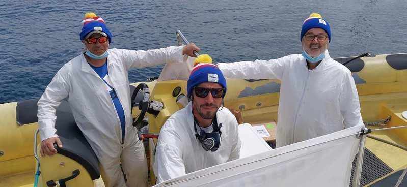 The crew from Peter Cafe Sport wearing their 'Resistance Beanies' - photo © Ocean Cruising Club