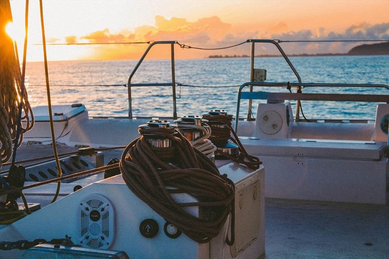 White Deck of Boat in Middle of Sea photo copyright Vincent Gerbouin taken at  and featuring the Cruising Yacht class