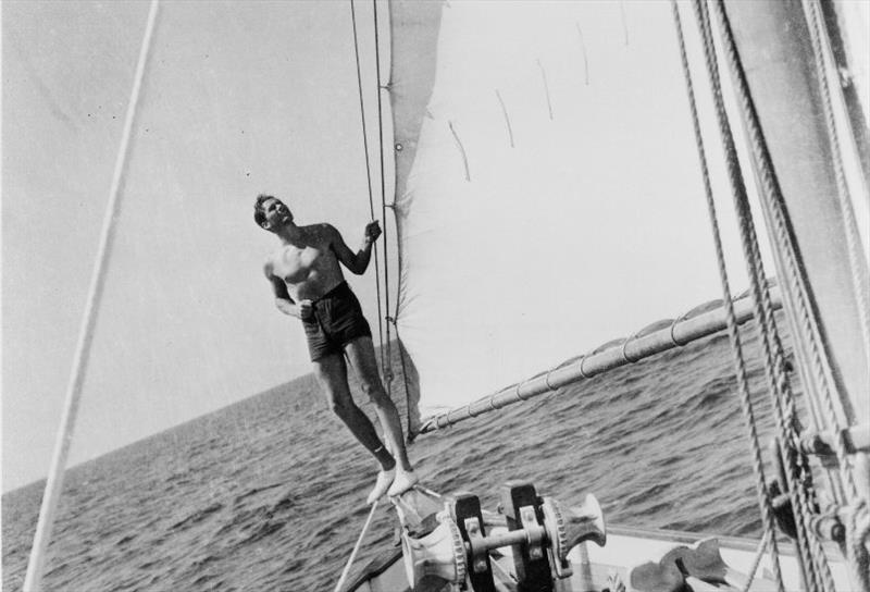 Flynn on Zaca's Bowsprit photo copyright Southern Woodenboat Sailing taken at  and featuring the Cruising Yacht class