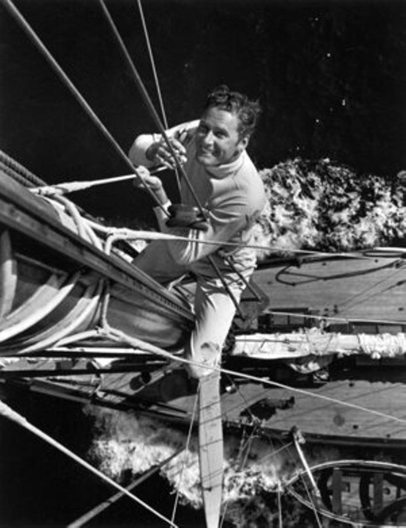 Errol up the mast on Sirocco photo copyright Southern Woodenboat Sailing taken at  and featuring the Cruising Yacht class