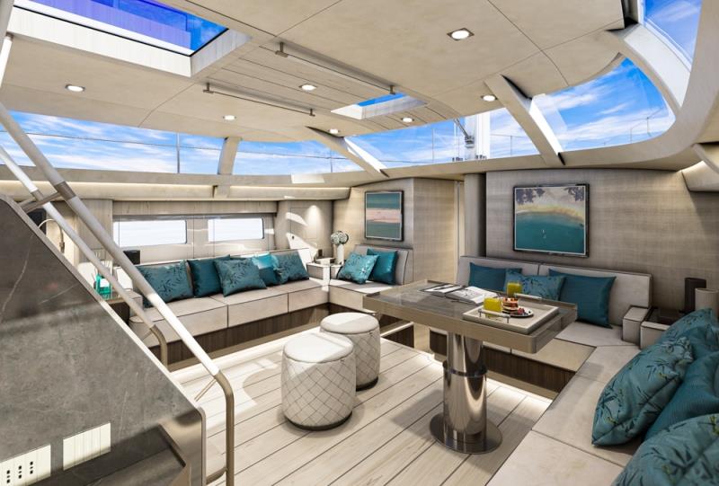 Hylas H57 - Salon and galley and Nav Statioinette and galley renderings - photo © Hylas Yachts