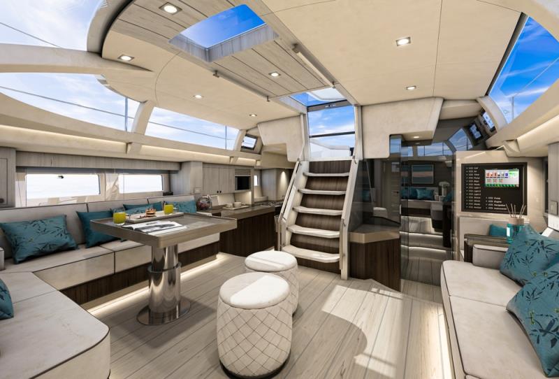 Hylas H57 - Salon and galley and Nav Statioinette and galley renderings photo copyright Hylas Yachts taken at  and featuring the Cruising Yacht class