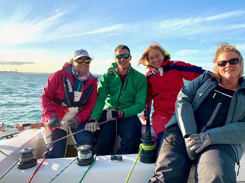 Viki Moore, David Haylock, Danielle Haylock & Victoria Murdoch sailing on Exodus on the Waitemata  photo copyright Peter Moore taken at  and featuring the Cruising Yacht class