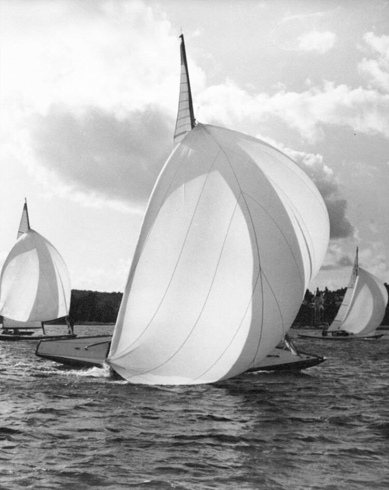 5m lake sailing with shy balloon spinnakers - photo © Southern Woodenboat Sailing