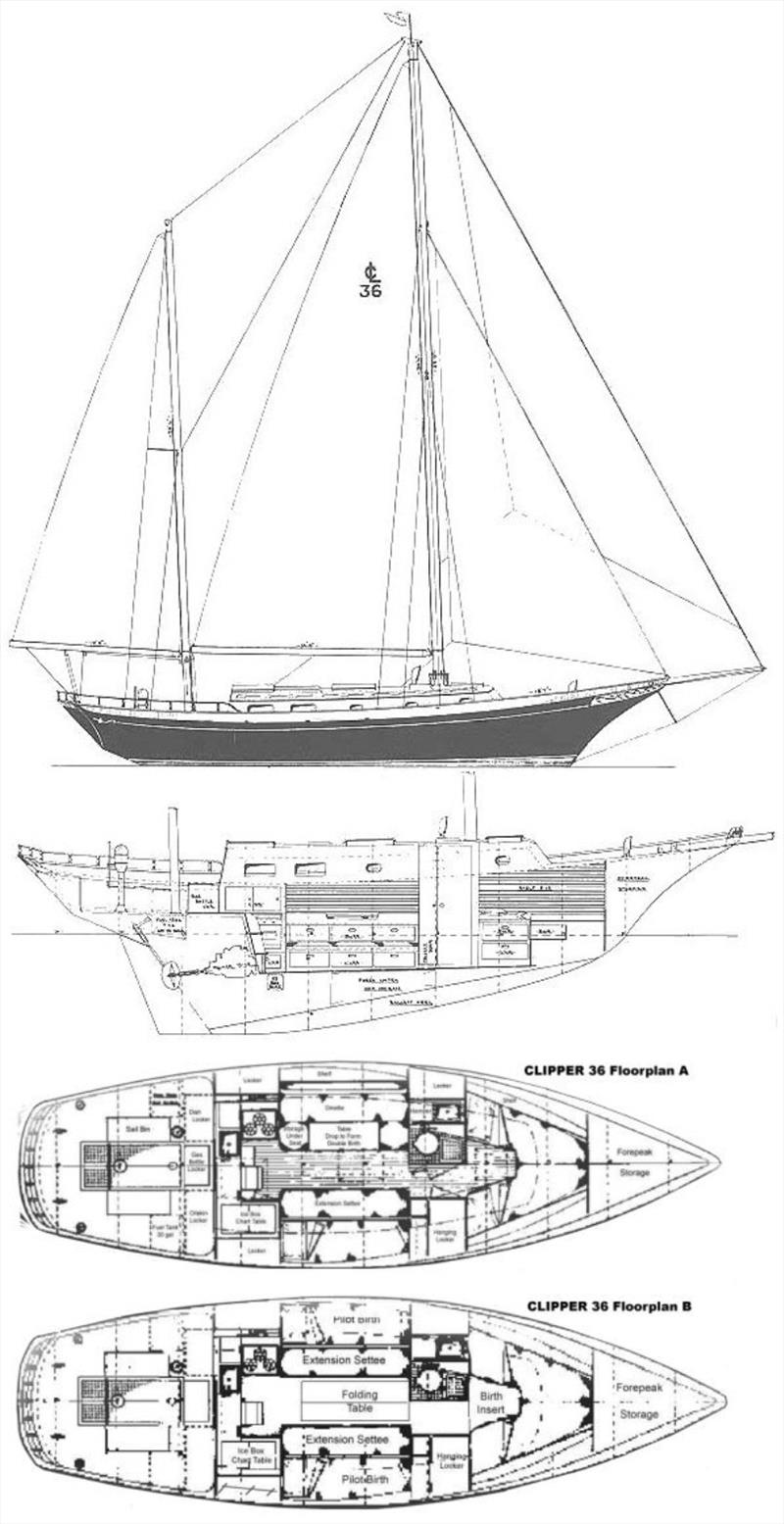 Bill Luders Clipper 36 drawings - photo © Southern Woodenboat Sailing