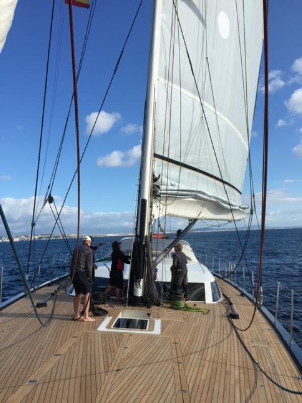 Jeff Hanlon at helm photo copyright Jeff Hanlon taken at  and featuring the Cruising Yacht class