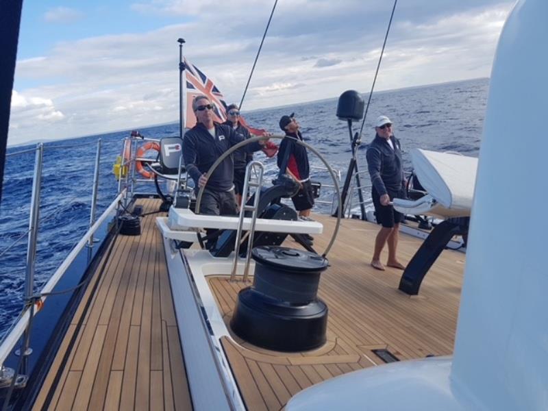 Jeff Hanlon at helm photo copyright Jeff Hanlon taken at  and featuring the Cruising Yacht class