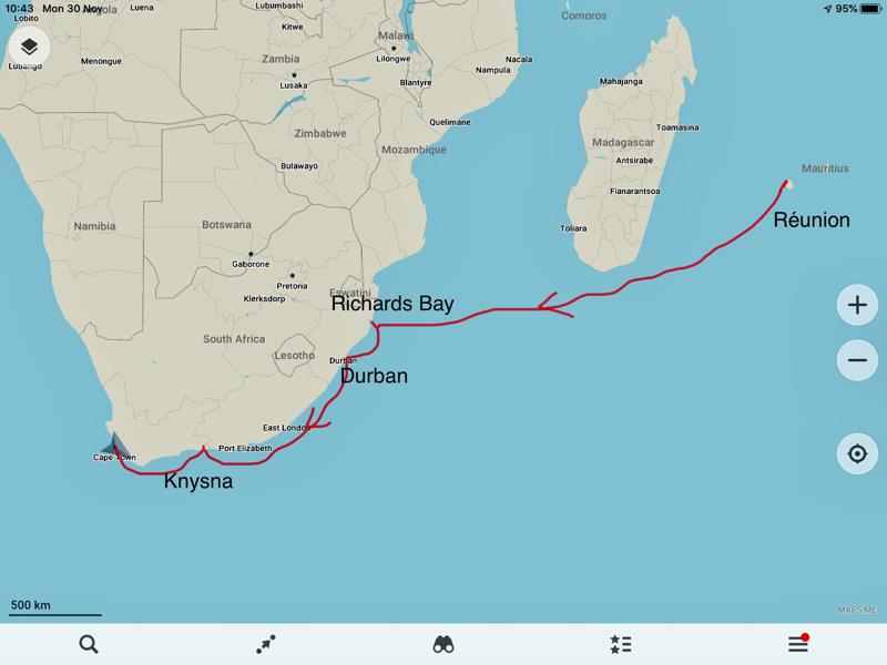 Traditional route taken by yachts to get around the tip of South Africa - photo © Jenny Crickmore-Thompson