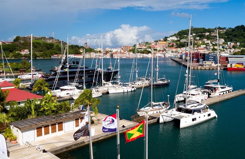 Superyacht dock at C&N Port Louis Marina and ARC+ boats - photo © WCC / Arthur Daniel