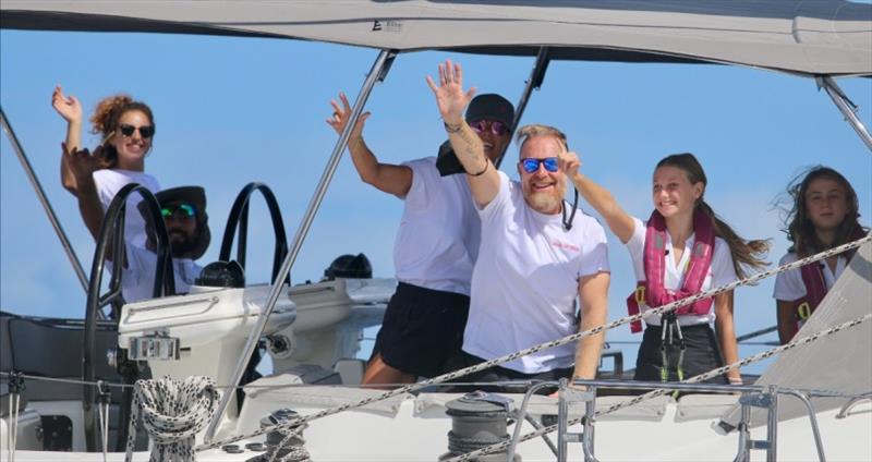 Leo, Kate, Mia and Lyla Eccles onboard Man of War, an Oyster 655.  The Oyster World Rally is their first major sailing event.  “We've been spoilt by the Oyster World Rally team. If we didn't have their support, we wouldn't be feeling as confident today`. photo copyright Oyster Yachts taken at  and featuring the Cruising Yacht class