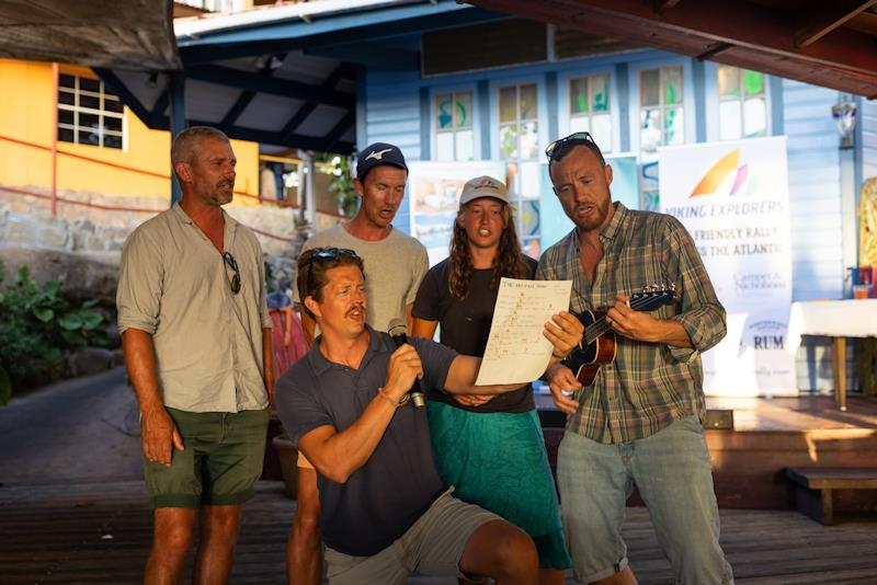 Crew of Felicia av Stockholm performing a song - Viking Explorers Rally arrives in Grenada - photo © VER