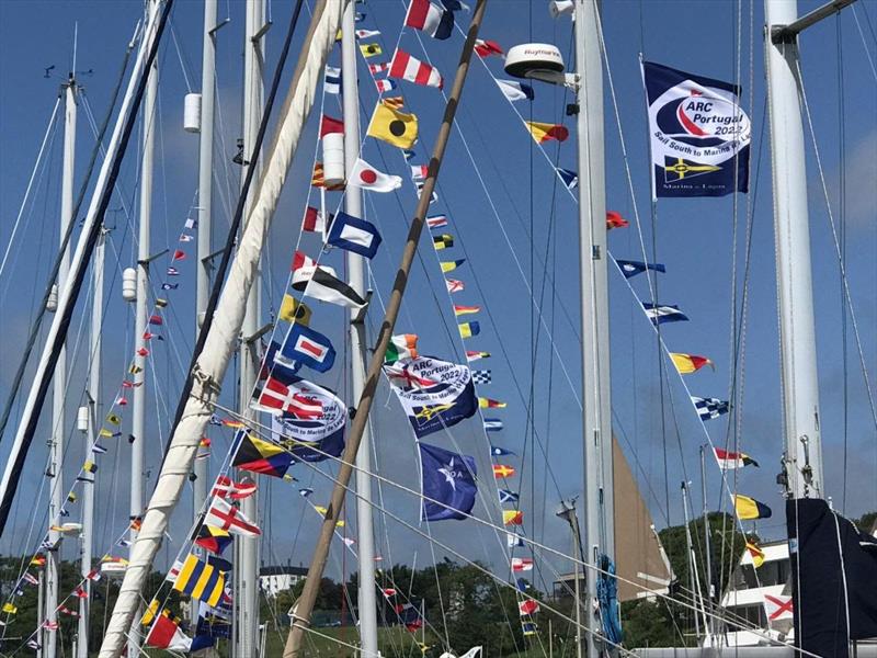Flags flying in Mayflower Marina photo copyright World Cruising Club taken at  and featuring the Cruising Yacht class