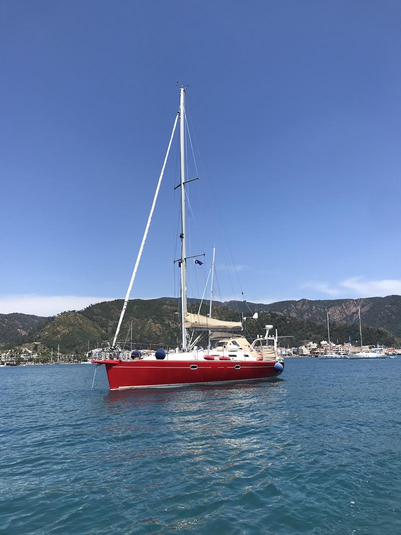 Red Roo anchored off Marmaris ready to leave Turkiye photo copyright SV Red Roo taken at  and featuring the Cruising Yacht class