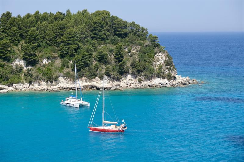 Red Roo entering Lakka photo copyright Debi "Taka 'oa" taken at  and featuring the Cruising Yacht class