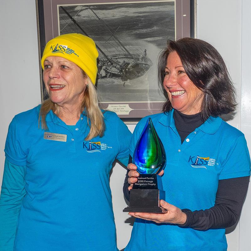 Comm Lee Renfree with Fiona Tremaine winner of SeaRoad Ferries KISS Passage Navigators Trophy photo copyright Denise Smeaton taken at Queenscliff Cruising Yacht Club and featuring the Cruising Yacht class