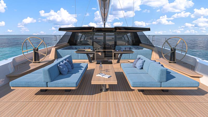 Wallywind130 - aft deck lounge - photo © Wally Yachts