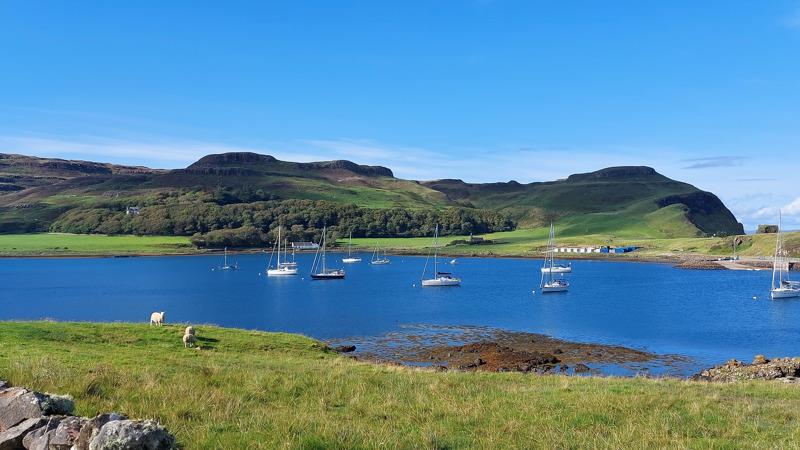 Canna Harbour. Mooring buoys have been installed in many lochs, to help relieve some of the difficulties in anchoring resulting from the depth of water or the proliferation of kelp - photo © Reg Barker