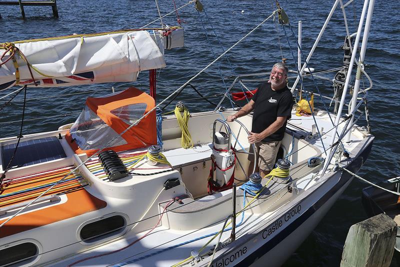 Drive it like you stole it - Mike Smith on Guy Waites' Sagamatha photo copyright John Curnow taken at Sandy Bay Yacht Club and featuring the Cruising Yacht class