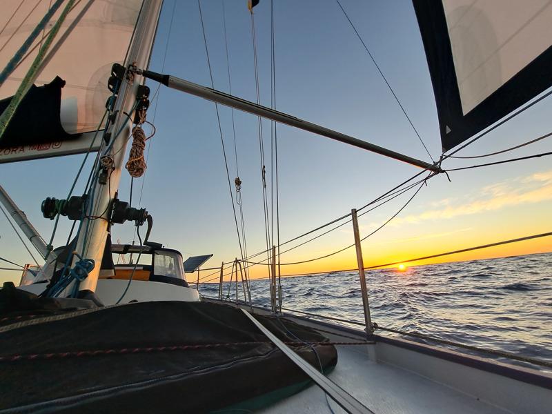 Sunset on our third night photo copyright Rhys Walters taken at  and featuring the Cruising Yacht class