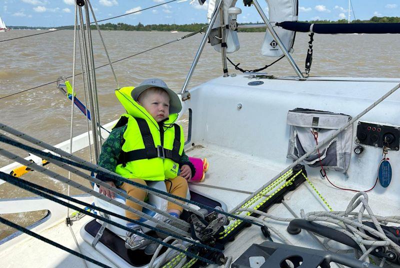 Making sure Daddy & Mummy are doing it right (whilst being securely clipped on and watched) in the 'Catch Me If You Can' at Royal Harwich YC photo copyright Lydia Harrison taken at Royal Harwich Yacht Club and featuring the Cruising Yacht class