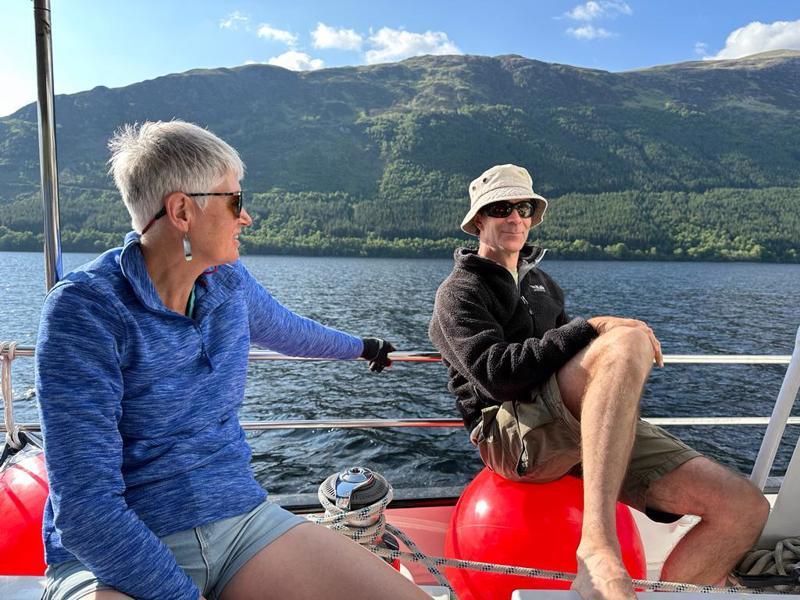Nigel and Veronica relaxing in Loch Ness - S/V Novara's expedition - photo © Nigel Jollands and Veronica Lysaght