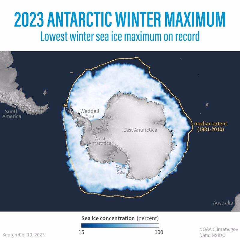Antarctic sea ice maximum photo copyright NOAAClimate.gov taken at  and featuring the Cruising Yacht class