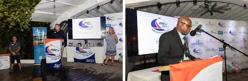L-R - Paul Tetlow. Hon. Minister, Lennox Andrews - 2023 ARC Plus - photo © World Cruising Club