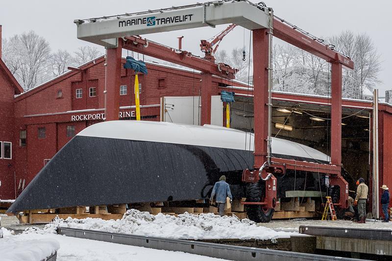 Rockport Marine - Ouzel construction and rollover - photo © Billy Black