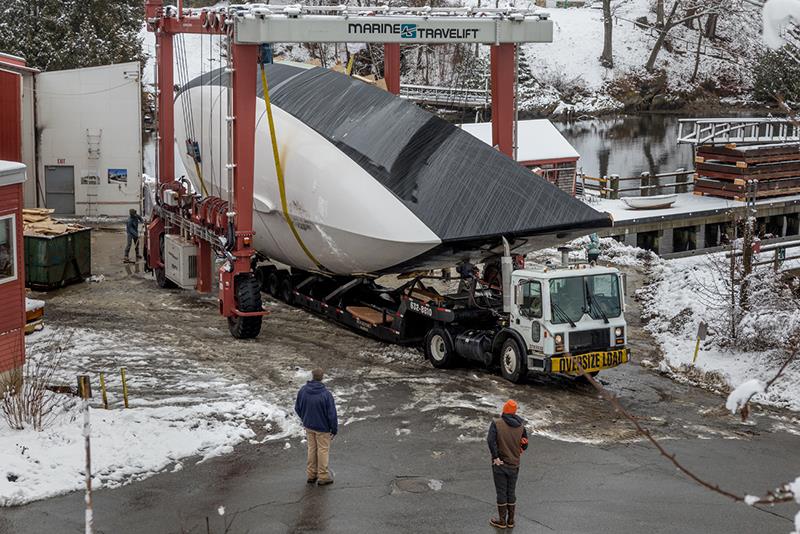 Rockport Marine - Ouzel construction and rollover - photo © Billy Black