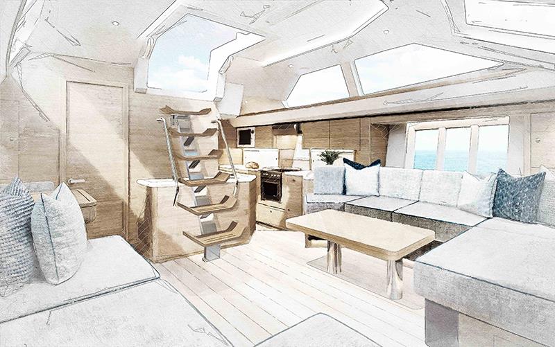 The concept interior of the saloon on the Oyster 565 Series II - an evolution of the iconic Oyster styling - photo © Oyster Yachts