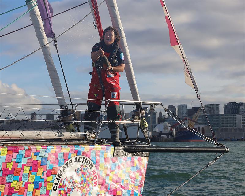 Lisa Blair arrives in Auckland from Sydney, after setting new record for crossing 'The Ditch' photo copyright  Ella Sagnol taken at Royal New Zealand Yacht Squadron and featuring the Cruising Yacht class