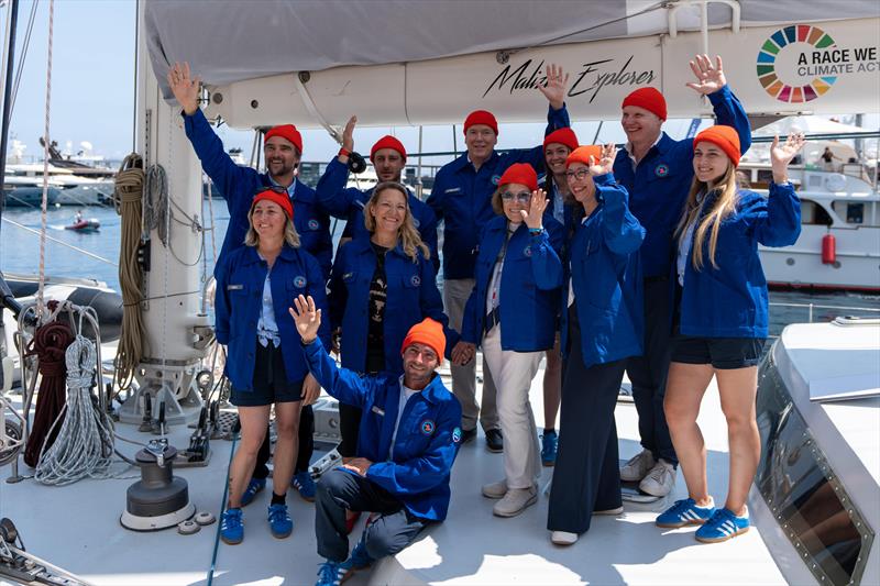 Boris Herrmann, Pierre Casiraghi, HSH Prince Albert II of Monaco, Prof Dr Antje Boetius, Prof Dr Katja Matthes, Peter Eckhardt from Laeisz, and the crew of Malizia Explorer - photo © Marie Lefloch | Team Malizia
