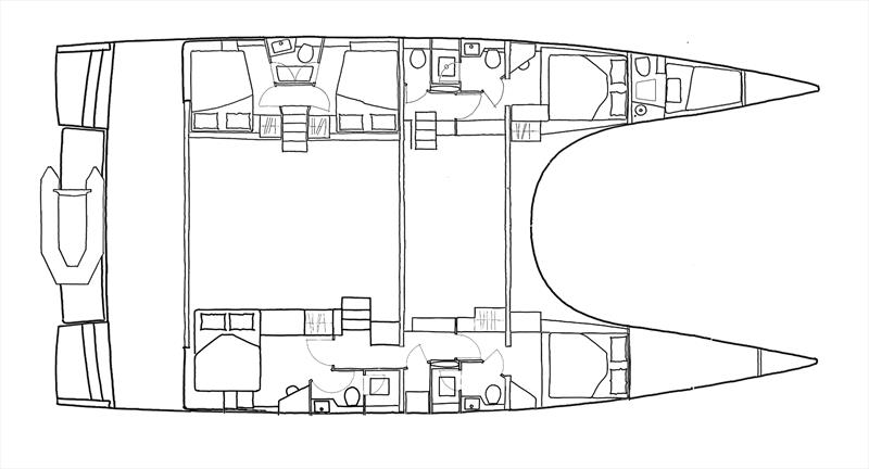 Windelo 62 layout - cabins photo copyright Windelo Catamaran taken at  and featuring the Cruising Yacht class