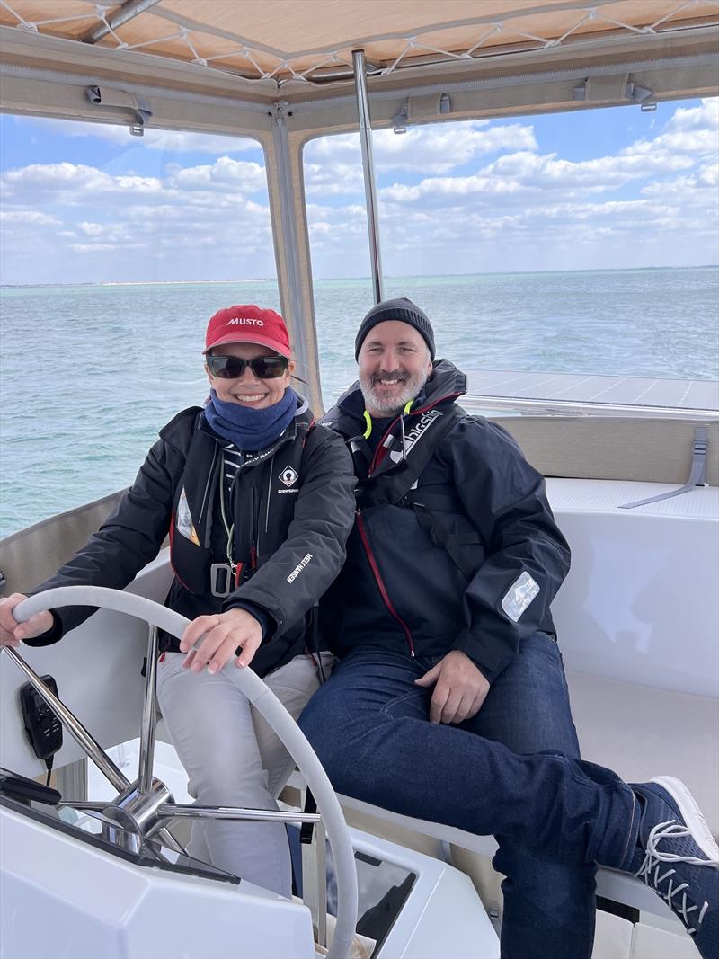 Kim and Duncan's first sea trial & sail on Satellite, off the coast of La Rochelle, France photo copyright Kim Lawler taken at Ocean Racing Club of Victoria and featuring the Cruising Yacht class