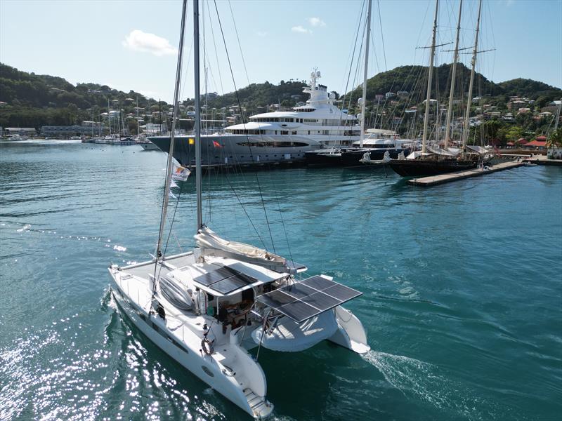 Agape (Dolphin 460) entering Port Louis Marina photo copyright Viking Explorers Rally taken at  and featuring the Cruising Yacht class