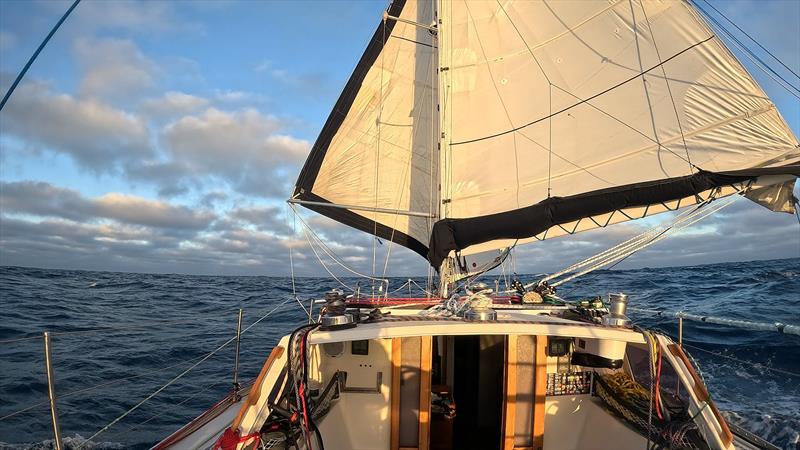 Poled out headsail in the Indian Ocean - Blue Moon II circumnavigation photo copyright Tristan Gourlay taken at Tamar Yacht Club and featuring the Cruising Yacht class