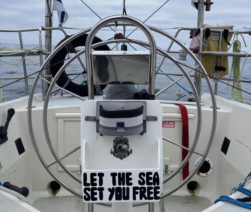 Sticker I made mid voyage - Blue Moon II circumnavigation photo copyright Tristan Gourlay taken at Tamar Yacht Club and featuring the Cruising Yacht class