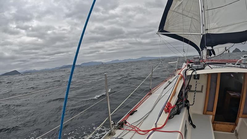 Sailing between Maatsuyker and Mewstone Islands coming home - Blue Moon II circumnavigation photo copyright Tristan Gourlay taken at Tamar Yacht Club and featuring the Cruising Yacht class