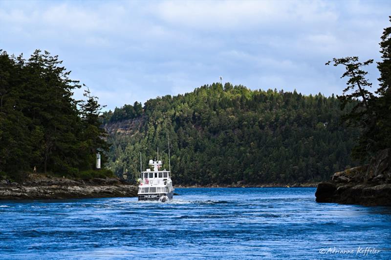 True Grit going through Dodd Narrows photo copyright Adrianne Keffeler taken at  and featuring the Cruising Yacht class
