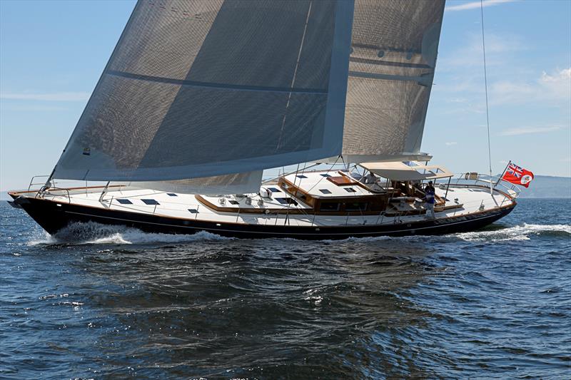 The Yankee headsail, staysail, and mainsail on Ouzel are all Stratis Super Yacht Cruise sails by Doyle photo copyright Billy Black taken at  and featuring the Cruising Yacht class