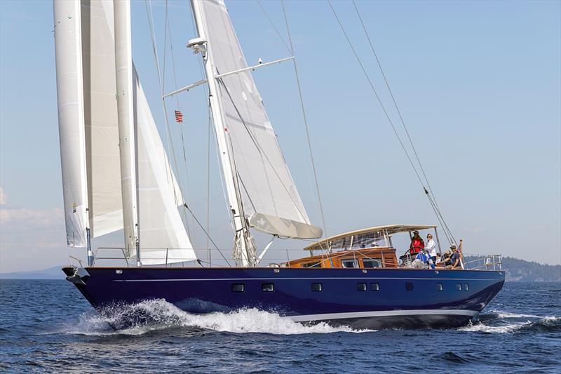 Ouzel proves to be a fast sailer during her June sea trials photo copyright Tyler Fields taken at  and featuring the Cruising Yacht class