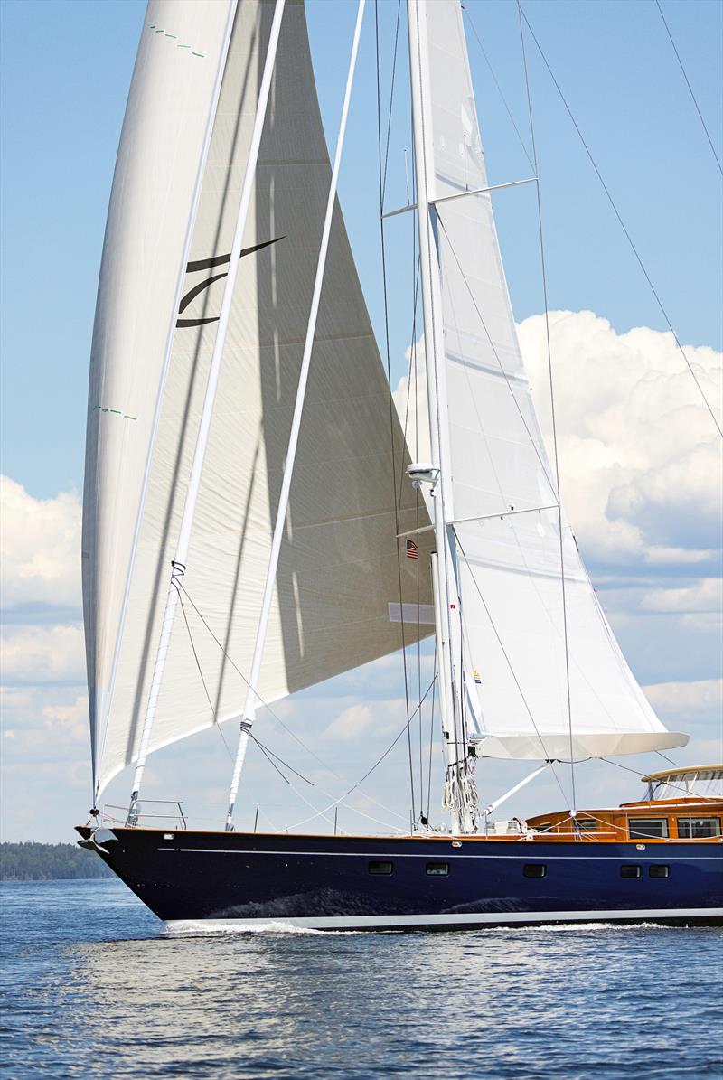 The cruising sailplan of Ouzel relies on roller-furled Code Zero, Yankee, and staysail by Doyle Sails photo copyright Russell Kaye taken at  and featuring the Cruising Yacht class