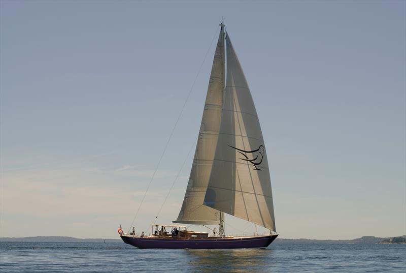 The 95-foot SY Ouzel conducts sea trials on Penobscot Bay, Maine, near Rockport Marine photo copyright Russell Kaye taken at  and featuring the Cruising Yacht class