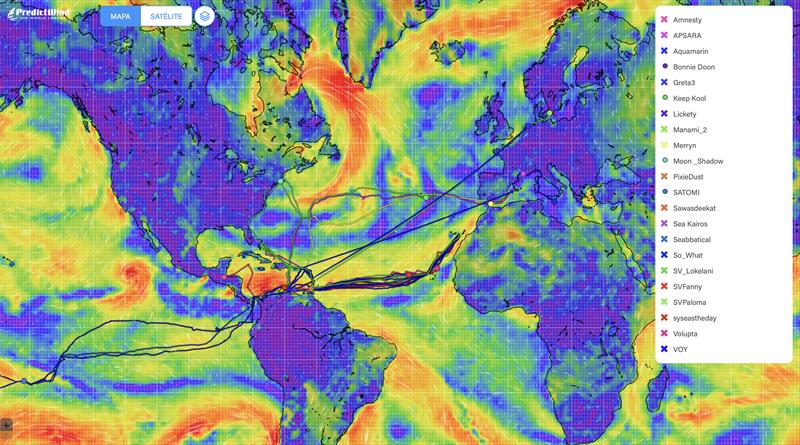 Predictwind tracker with weather patterns photo copyright Predictwind taken at  and featuring the Cruising Yacht class