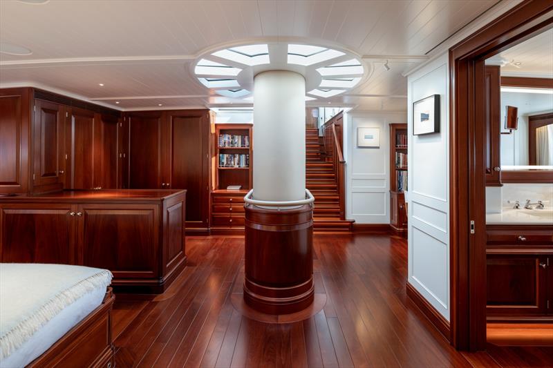 For the previous Aquarius, full-scale mockups were used to perfect layouts and finishes before construction, including two versions of the owners' stateroom. the preferred open arrangement with pop-up tv was selected - photo © Royal Huisman